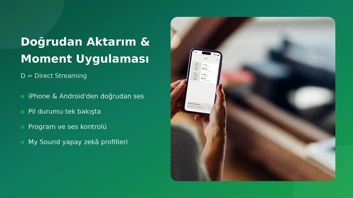 Widex Moment RIC 312 D Bluetooth ses aktarımı ve Moment uygulaması